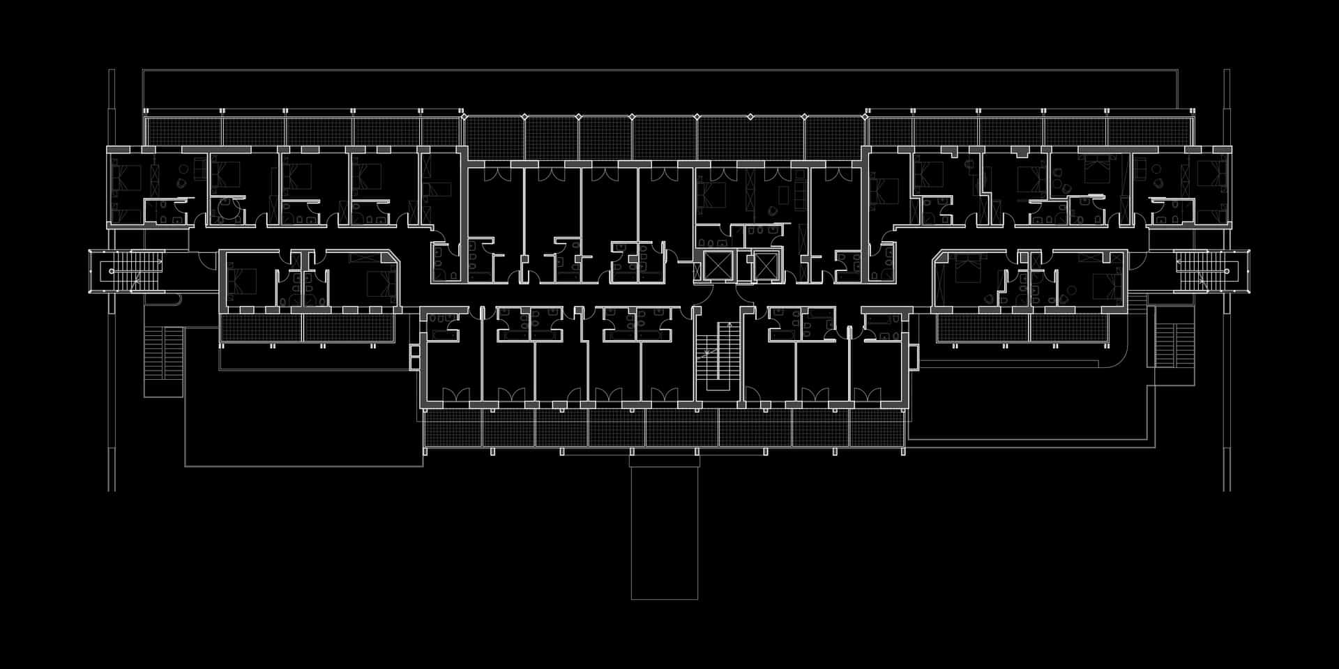 studio-fabris-architettura-residence-alberghiero-tridente-bibione-pianta-piano-secondo